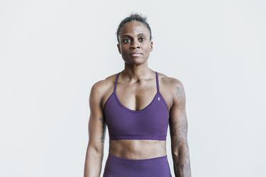 Nobull V-Neck Matte Women's Sports Bras Purple | Australia (RX2630)